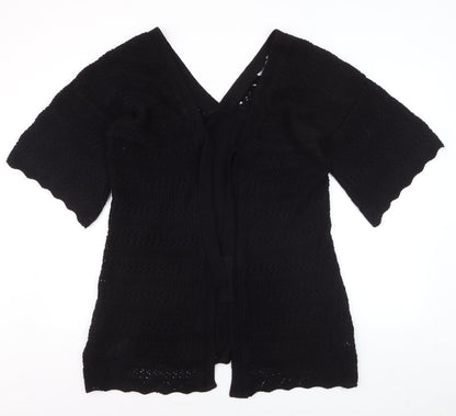 Max Women's Black Acrylic Crochet Open Cardigan Size 18