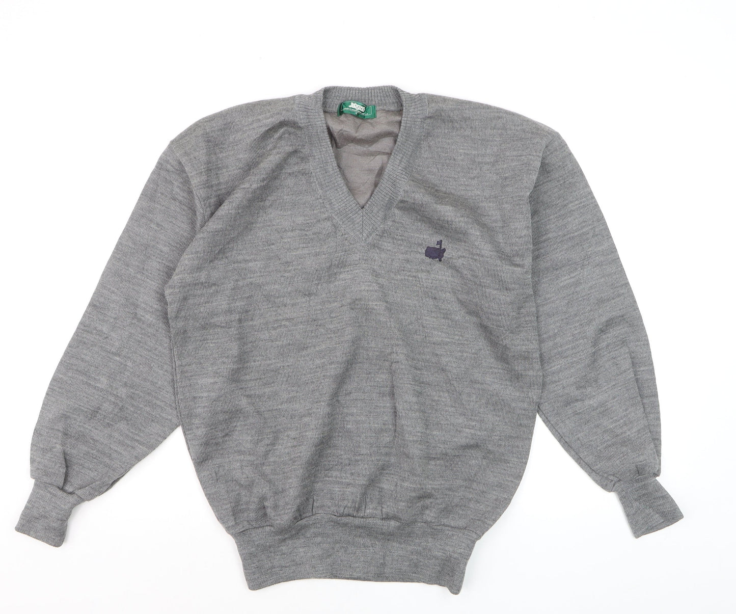Masters Men's Grey Wool V-Neck Golf Jumper Size L
