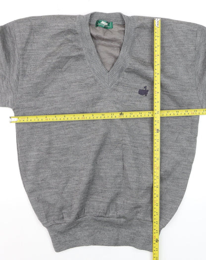 Masters Men's Grey Wool V-Neck Golf Jumper Size L