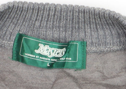 Masters Men's Grey Wool V-Neck Golf Jumper Size L