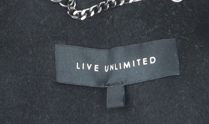 Live Unlimited Women Black Wool Blend Mid-Length Overcoat Size 24