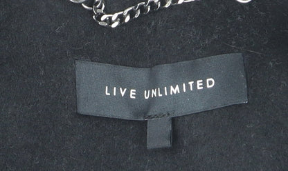Live Unlimited Women Black Wool Blend Mid-Length Overcoat Size 24