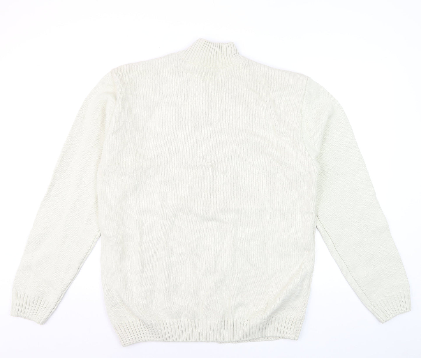 JMC Men's Ivory Full Zip Cable-Knit Jumper XL
