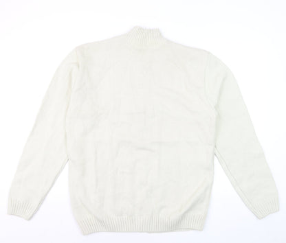 JMC Men's Ivory Full Zip Cable-Knit Jumper XL