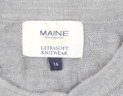 Maine New England Women Grey Size 16 Acrylic Cardigan Knitwear