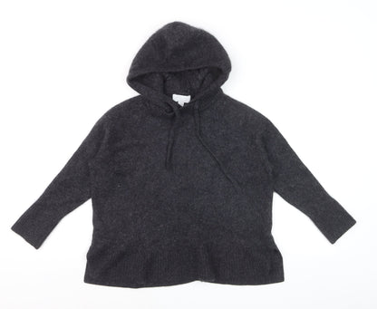 The White Company Women Grey 100% Cashmere Hooded Pullover Jumper M