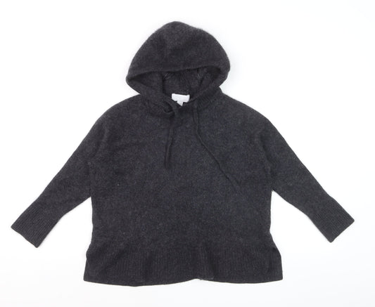 The White Company Women Grey 100% Cashmere Hooded Pullover Jumper M