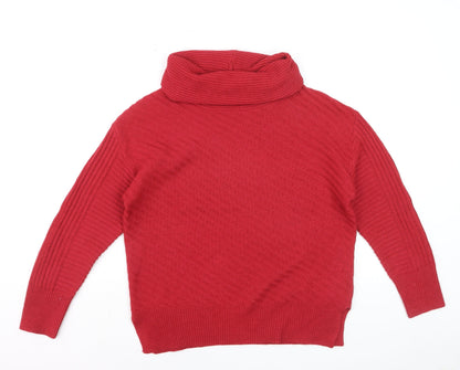 Roman Women Red Roll Neck Knit Jumper Size 12 Long Sleeve
