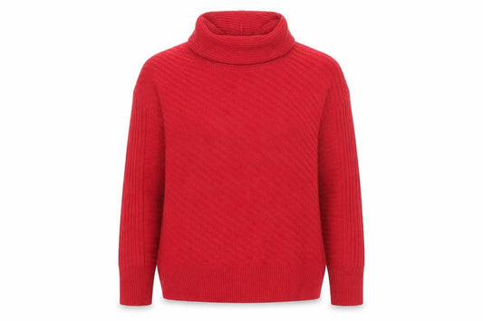 Roman Women Red Roll Neck Knit Jumper Size 12 Long Sleeve