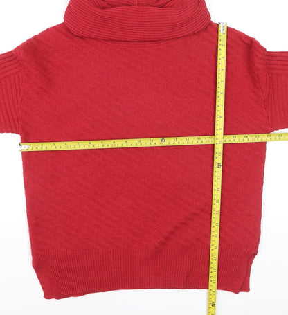 Roman Women Red Roll Neck Knit Jumper Size 12 Long Sleeve