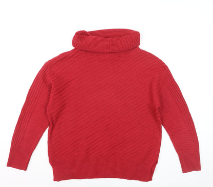 Roman Women Red Roll Neck Knit Jumper Size 12 Long Sleeve