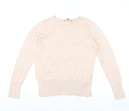 Oasis Women’s Beige Scallop Crew Neck Knit Jumper Size S