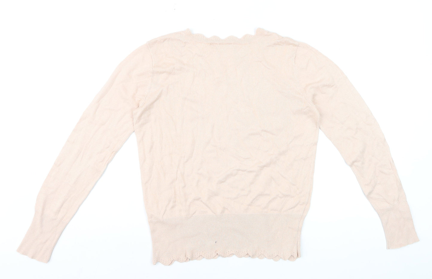 Oasis Women’s Beige Scallop Crew Neck Knit Jumper Size S