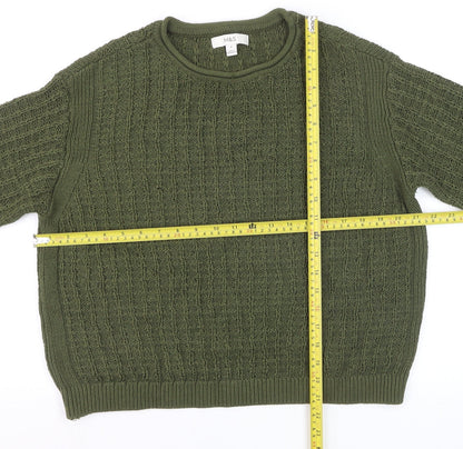 Marks and Spencer Women’s Green Cable-Knit Cotton Jumper M