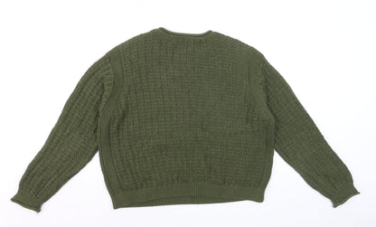 Marks and Spencer Women’s Green Cable-Knit Cotton Jumper M