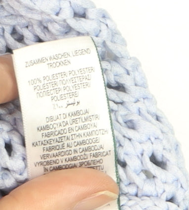 Marks and Spencer Women Blue Open-Knit Crew Neck Pullover Jumper XS