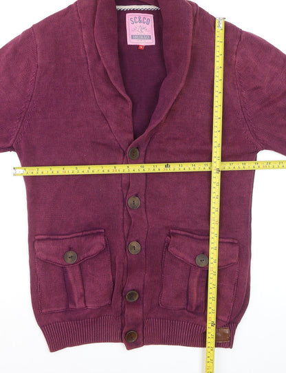 SoulCal & Co Men's Purple Cotton Button Cardigan M