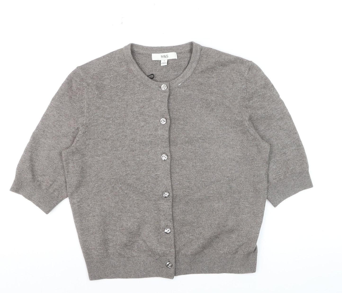 Marks and Spencer Womens Grey Short Sleeve Cardigan S