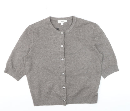 Marks and Spencer Womens Grey Short Sleeve Cardigan S