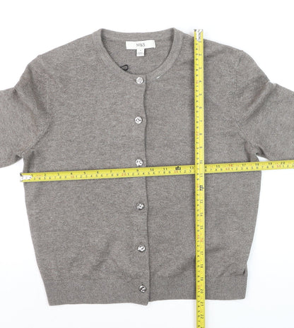 Marks and Spencer Womens Grey Short Sleeve Cardigan S