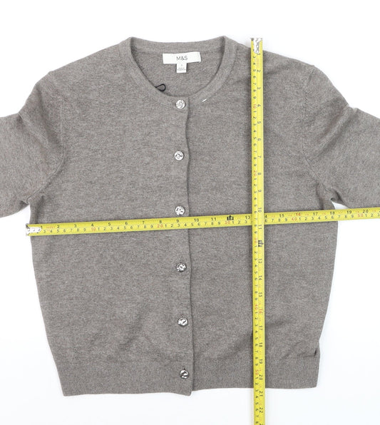 Marks and Spencer Womens Grey Short Sleeve Cardigan S