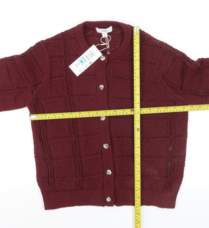 Marks and Spencer Men's Red Knit Crew Neck Cardigan Size M