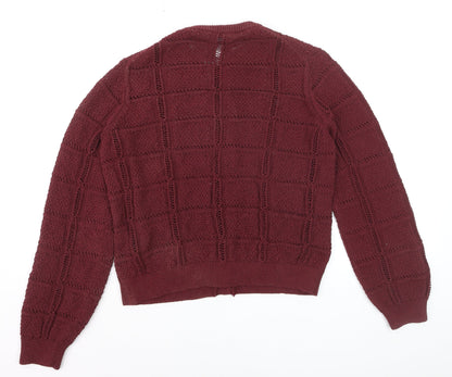 Marks and Spencer Men's Red Knit Crew Neck Cardigan Size M