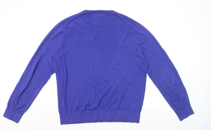 Tommy Hilfiger Men Blue XL Cotton Crew Neck Jumper