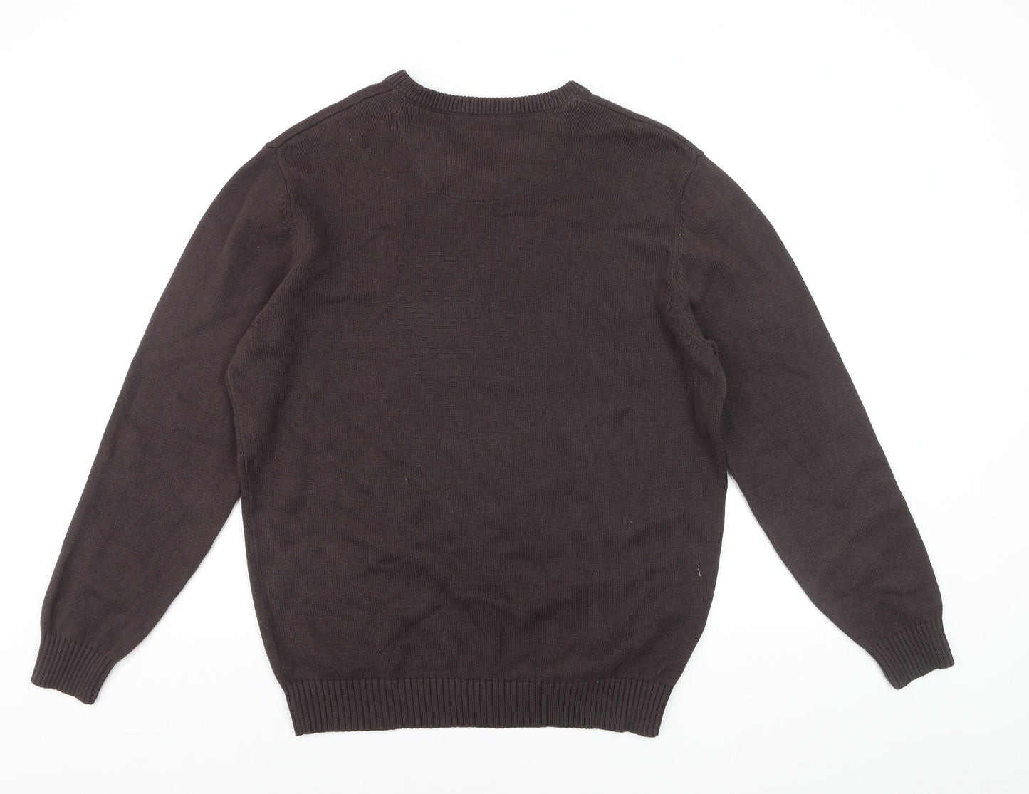 Maine New England Men's Brown Cotton V-Neck Jumper Size M
