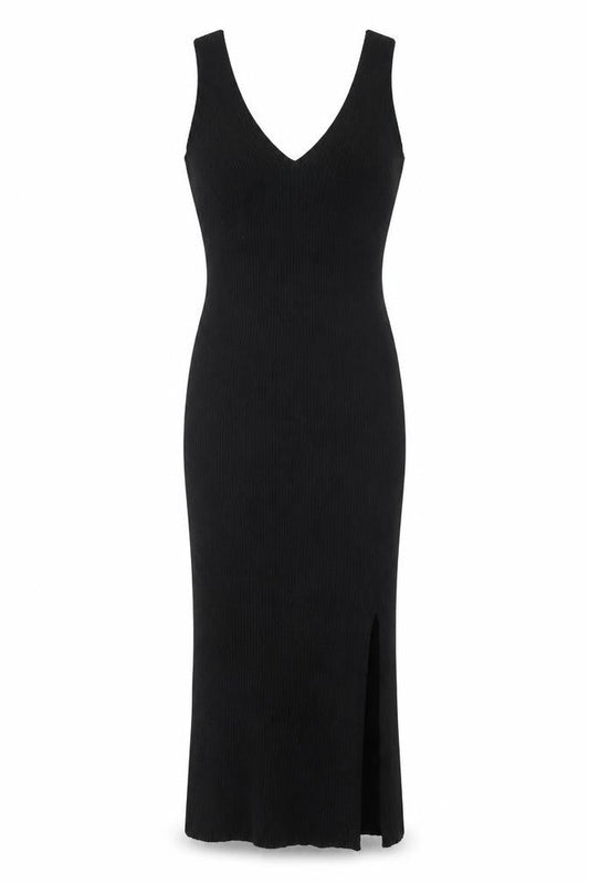 PRETTYLITTLETHING Women Black S Bodycon Ribbed Knit Midi Dress