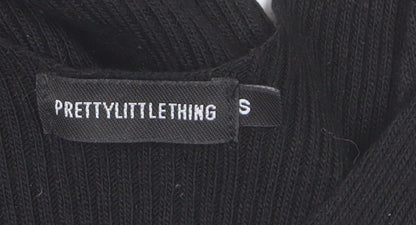PrettyLittleThing Women Black S Bodycon Ribbed Knit Midi Dress