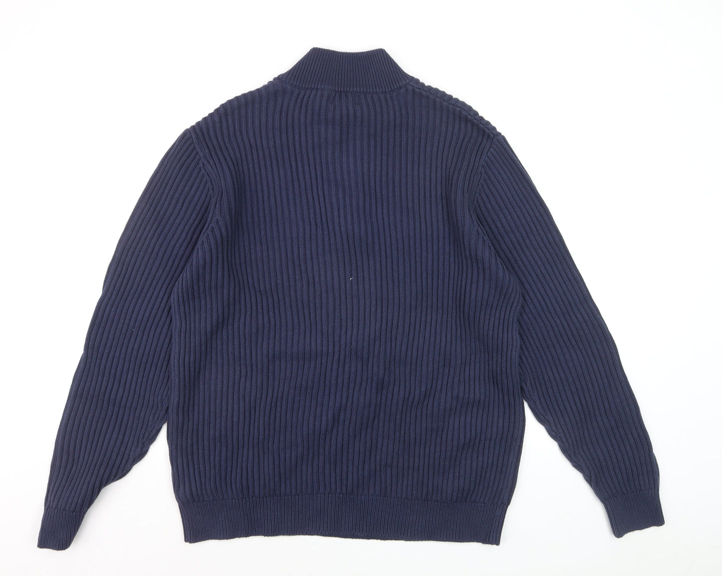 L.L. Bean Men's Blue Cotton Henley Jumper XL Long Sleeve Knit