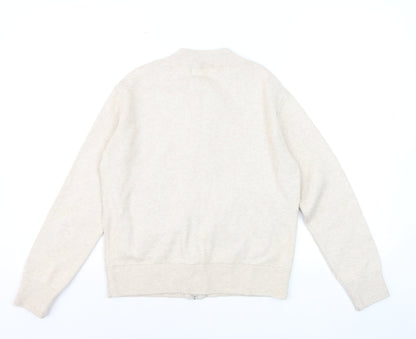 Marks and Spencer Men's Beige XS Full Zip Knit Jumper