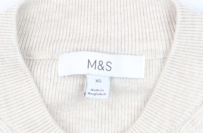 Marks and Spencer Men's Beige XS Full Zip Knit Jumper