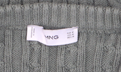 MNG Men's Green Cable-Knit Cotton Jumper Size M