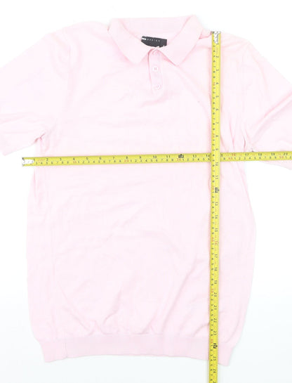 ASOS DESIGN Men's Pink XL Cotton Collared Short Sleeve Polo