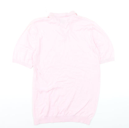 ASOS DESIGN Men's Pink XL Cotton Collared Short Sleeve Polo