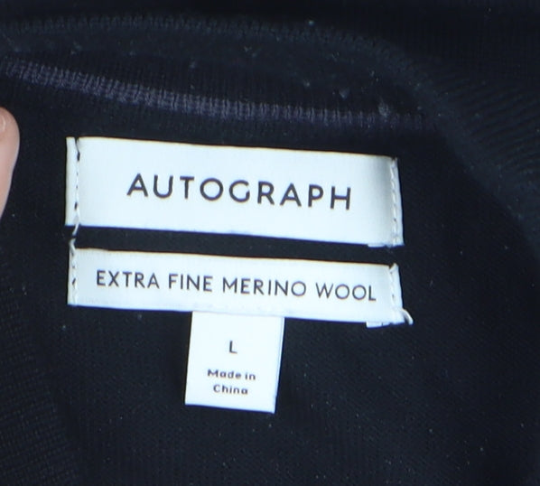 Marks and Spencer Men’s Black Merino Wool L Crew Neck Jumper
