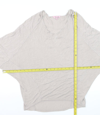 Phase Eight Women Beige V-Neck Relaxed Knit Pullover Jumper Size M