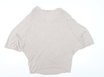 Phase Eight Women Beige V-Neck Relaxed Knit Pullover Jumper Size M