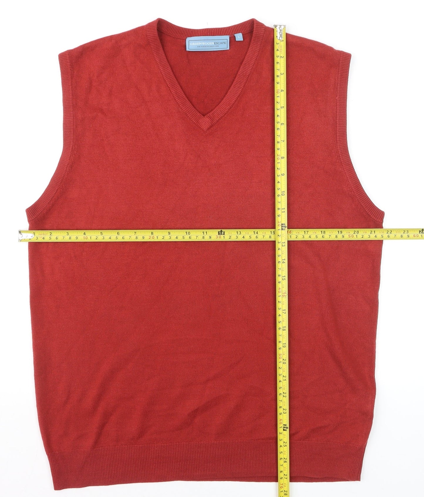 Greenwoods Escape Men’s Red V-Neck Sleeveless Knit Vest L