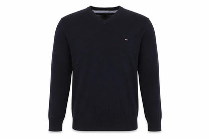 Tommy Hilfiger Men's Black V-Neck Cotton Pullover Jumper L