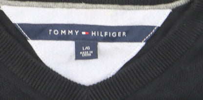 Tommy Hilfiger Men's Black V-Neck Cotton Pullover Jumper L