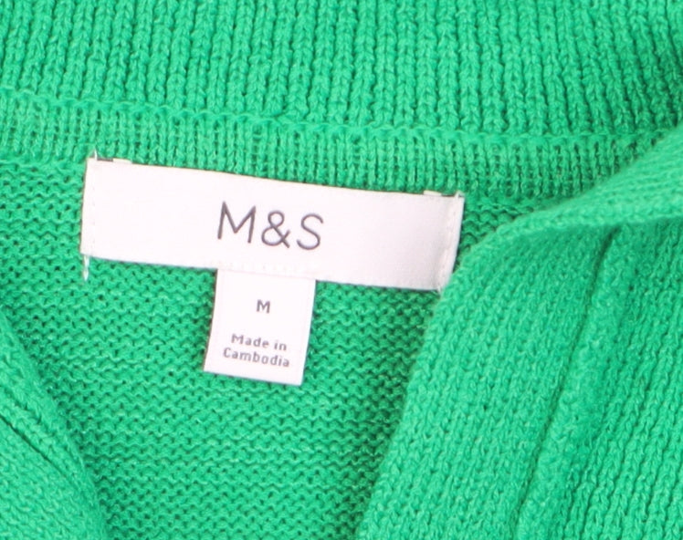 Marks and Spencer Women’s Green Collared Short Sleeve Knit Cardigan M