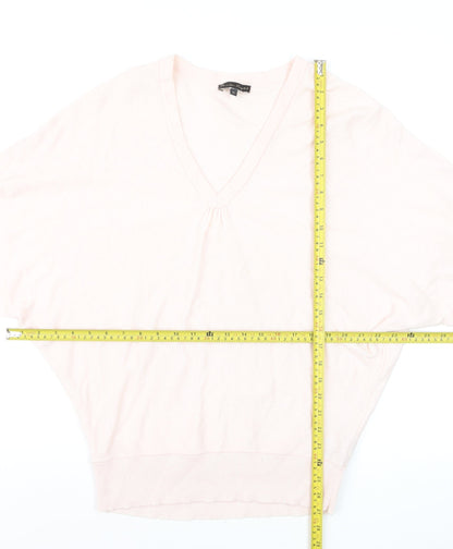 Phase Eight Women's Pink V-Neck Relaxed Cotton Silk Jumper M