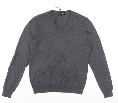 The Kooples Men's Grey Wool V-Neck Jumper Size M Classic Knit