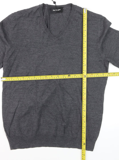 The Kooples Men's Grey Wool V-Neck Jumper Size M Classic Knit