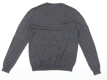 The Kooples Men's Grey Wool V-Neck Jumper Size M Classic Knit