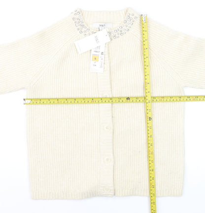 Marks and Spencer Women’s Ivory Jewel Button Cardigan Size S