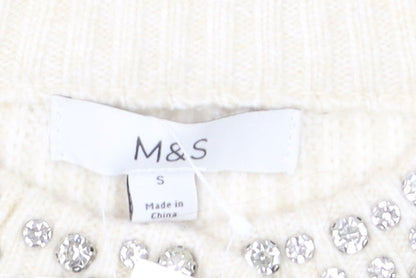 Marks and Spencer Women’s Ivory Jewel Button Cardigan Size S